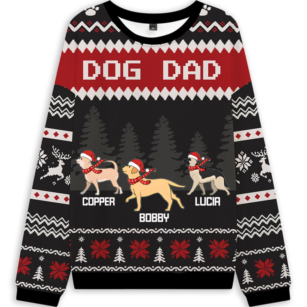 For Dog Dad - Personalized Custom Christmas Ugly Sweatshirt