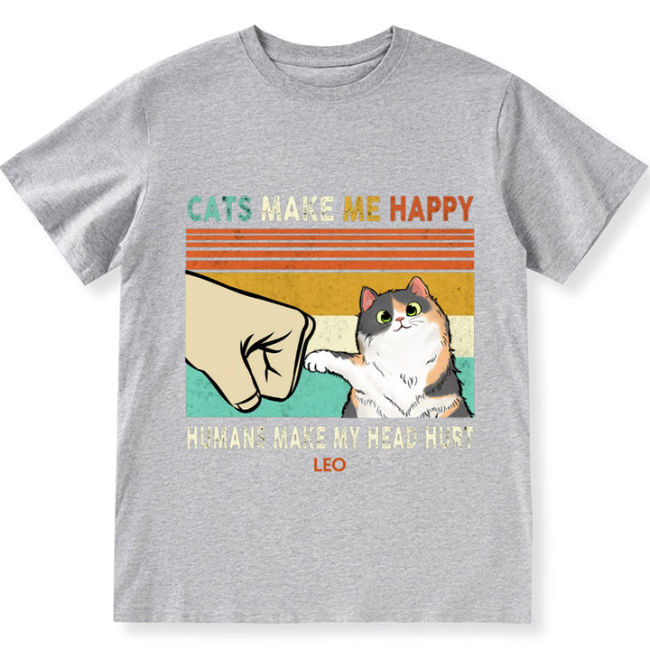 Cats Make Me Happy - Personalized Custom Unisex T-shirt