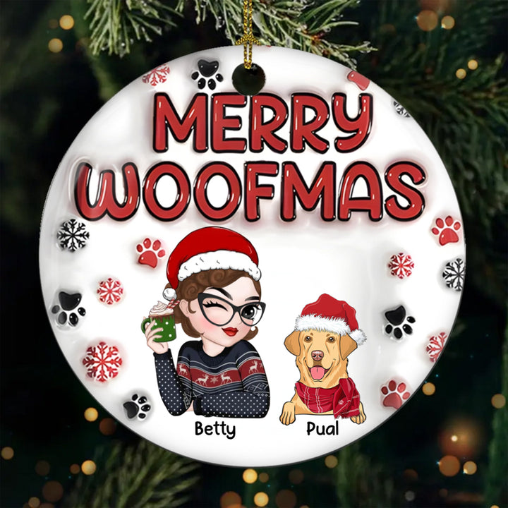 Woofy Christmas Dog Mom - Personalized Christmas Ornament