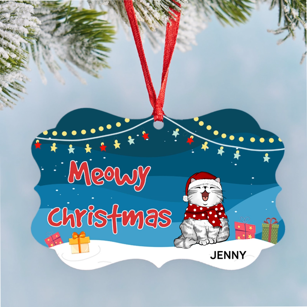 Meowy Christmas 2 - Personalized Christmas Ornament