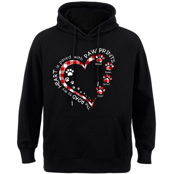 My Heart With Paw Prints - Personalized Custom Christmas Hoodie