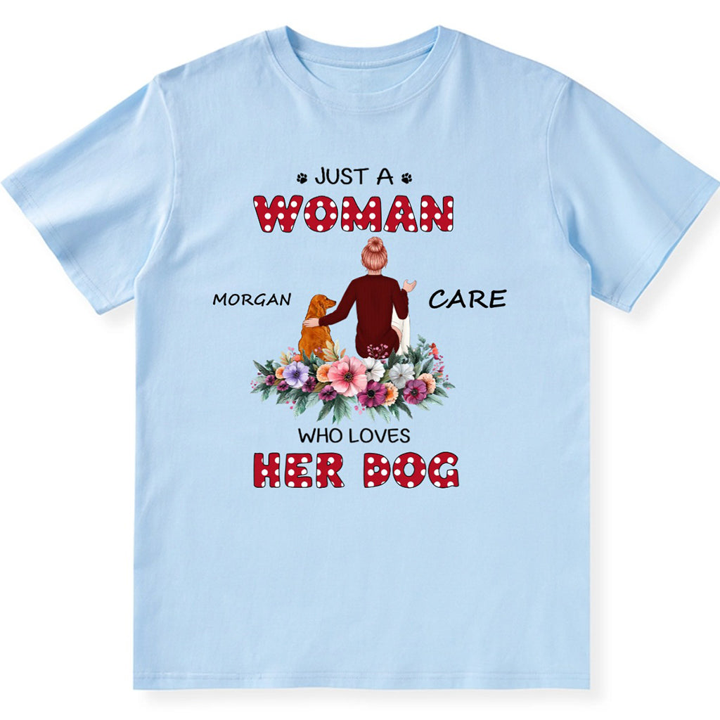 Just A Woman Loves Her Dog - Personalized Custom Christmas Unisex T-shirt