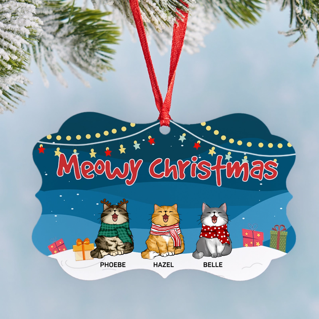 Meowy Christmas 2 - Personalized Christmas Ornament