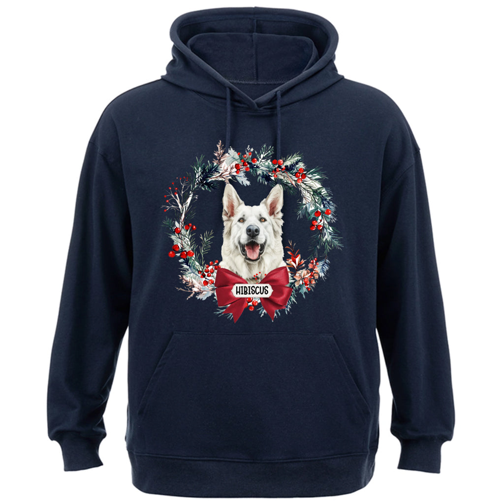 Dog and Christmas Wreath - Personalized Custom Hoodie