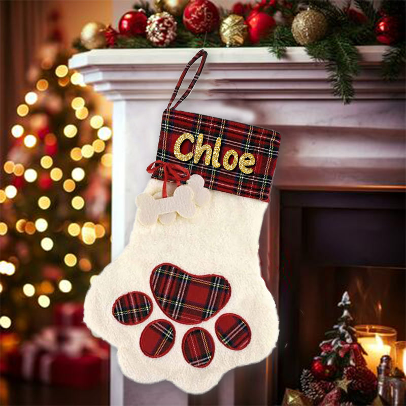 Pet Paw Christmas Stockings - Personalized Name Christmas Dogs & Cats