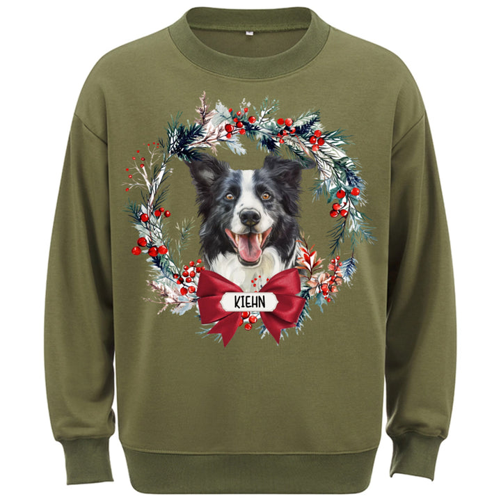 Dog and Christmas Wreath - Personalized Custom Sweatshirt