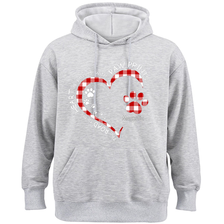 My Heart With Paw Prints - Personalized Custom Christmas Hoodie