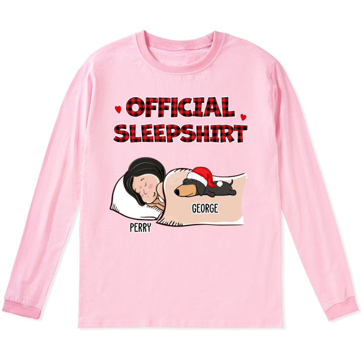 Sleeping Dog Sleepshirt - Personalized Custom Christmas Long Sleeve T-shirt