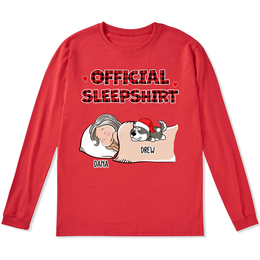 Sleeping Dog Sleepshirt - Personalized Custom Christmas Long Sleeve T-shirt