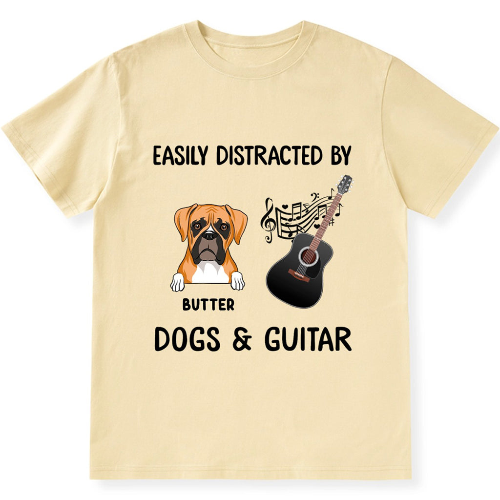 Easily Distracted By Dogs&Guitar - Personalized Custom Unisex T-shirt