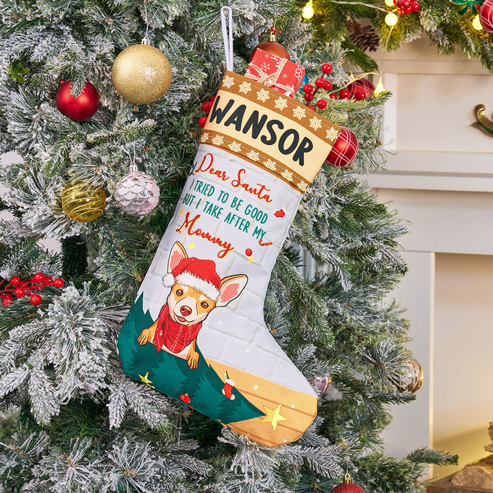 On the Naughty List, I Regret Nothing - Personalized Christmas Stocking Dogs