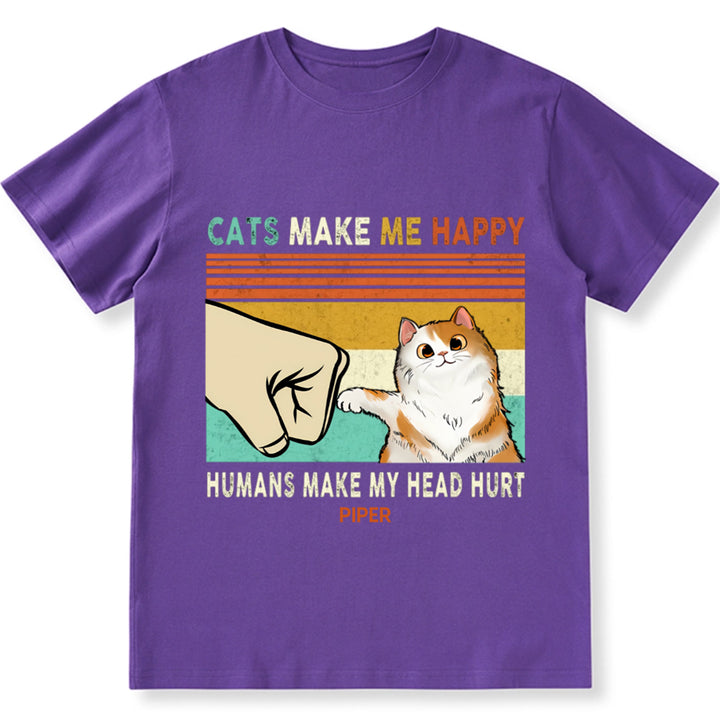 Cats Make Me Happy - Personalized Custom Unisex T-shirt