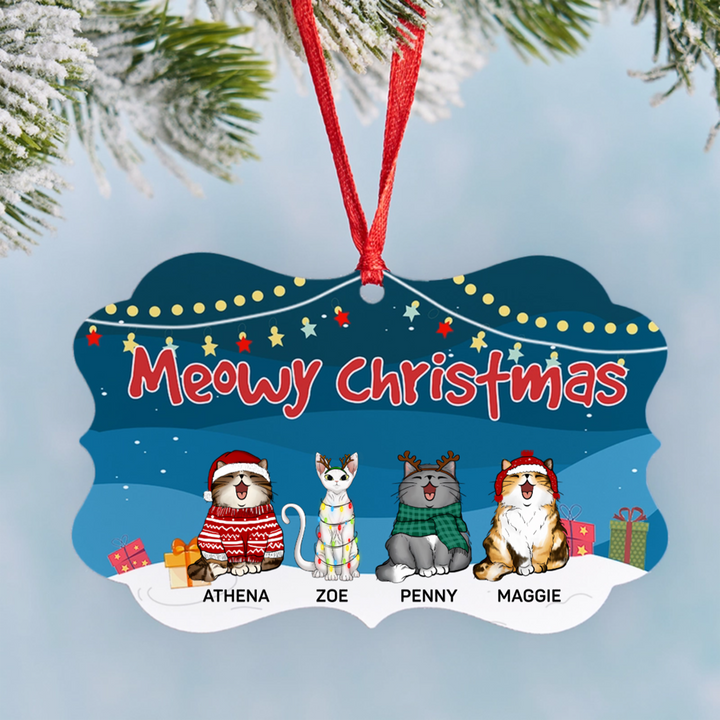 Meowy Christmas 2 - Personalized Christmas Ornament