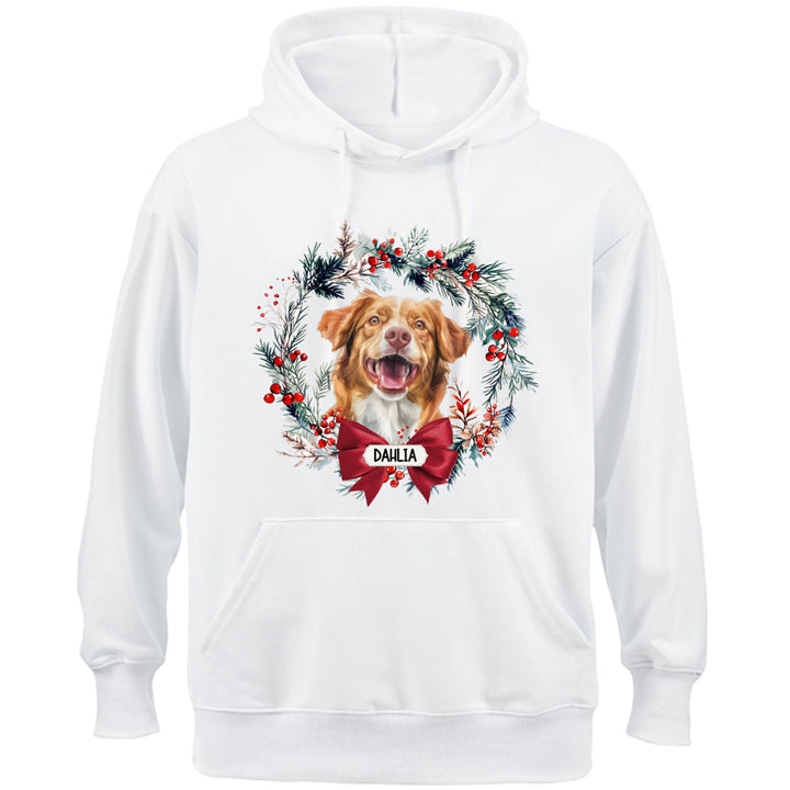 Dog and Christmas Wreath - Personalized Custom Hoodie