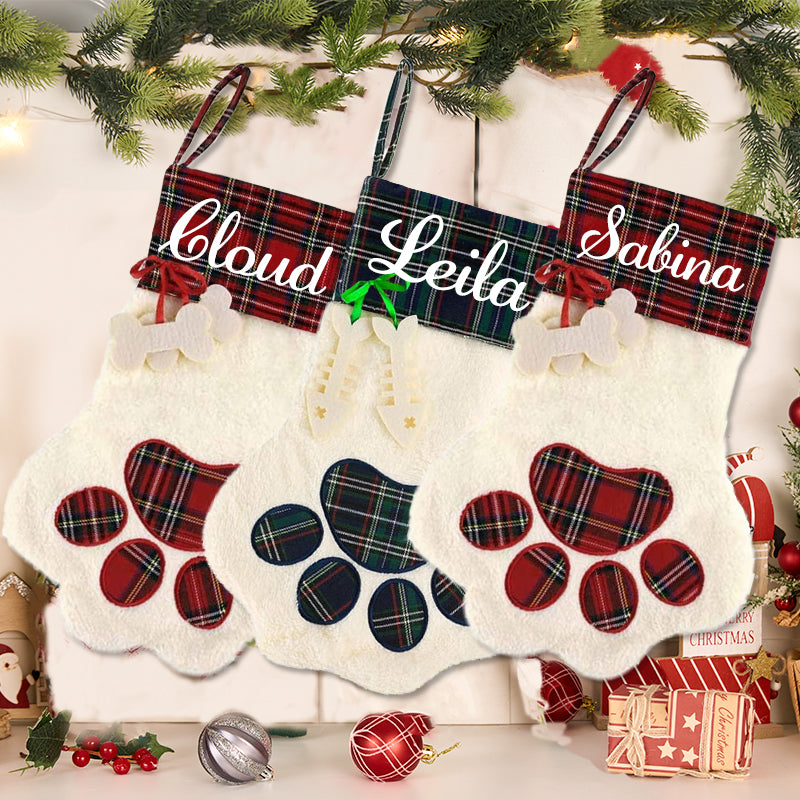 Pet Paw Christmas Stockings - Personalized Name Christmas Dogs & Cats