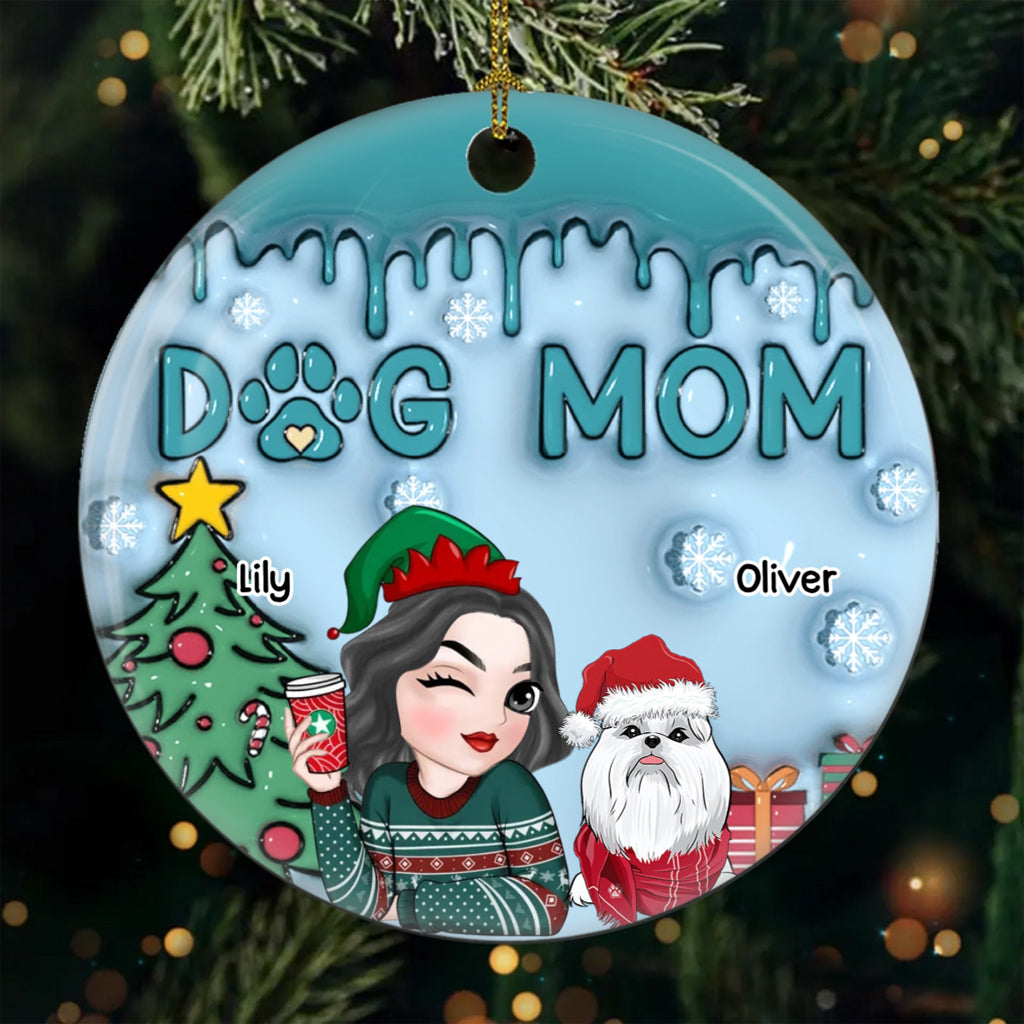 Lovely Dog Mom - Personalized Christmas Ornament