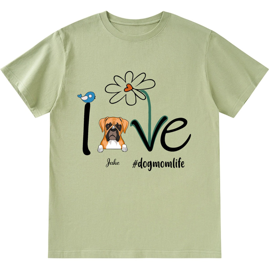 Dog Mom Life Flower - Personalized Custom Unisex T-shirt