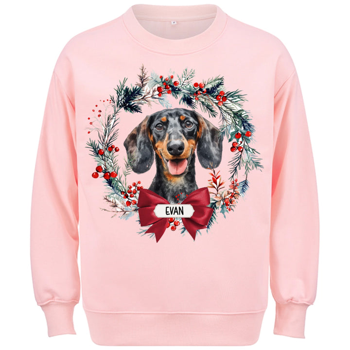 Dog and Christmas Wreath - Personalized Custom Sweatshirt