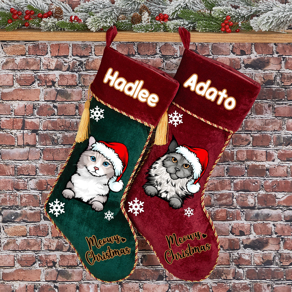 Cat Meowy Christmas - Personalized Cats Christmas Stocking