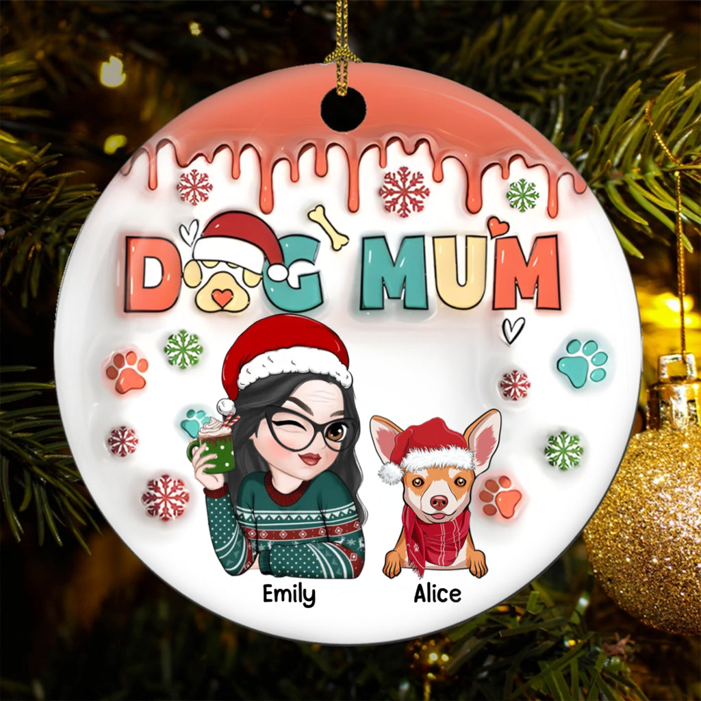 Dog Mom Christmas Paw  - Personalized Christmas Ornament