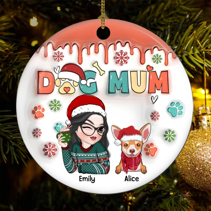 Dog Mom Christmas Paw  - Personalized Christmas Ornament