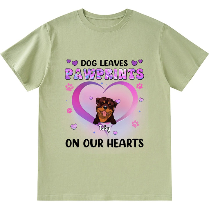 Dogs Leave Pawprints On Our Hearts - Personalized Custom Unisex T-shirt