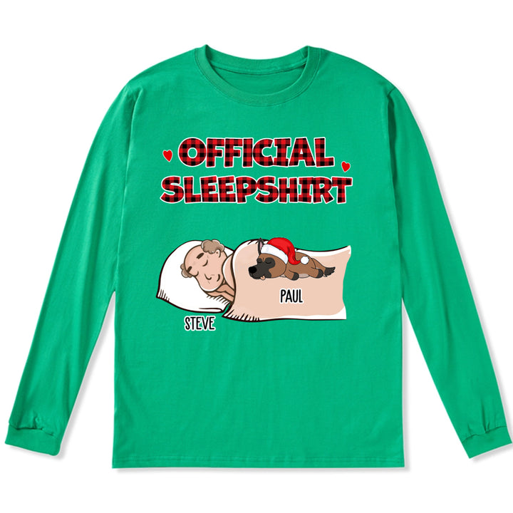 Sleeping Dog Sleepshirt - Personalized Custom Christmas Long Sleeve T-shirt