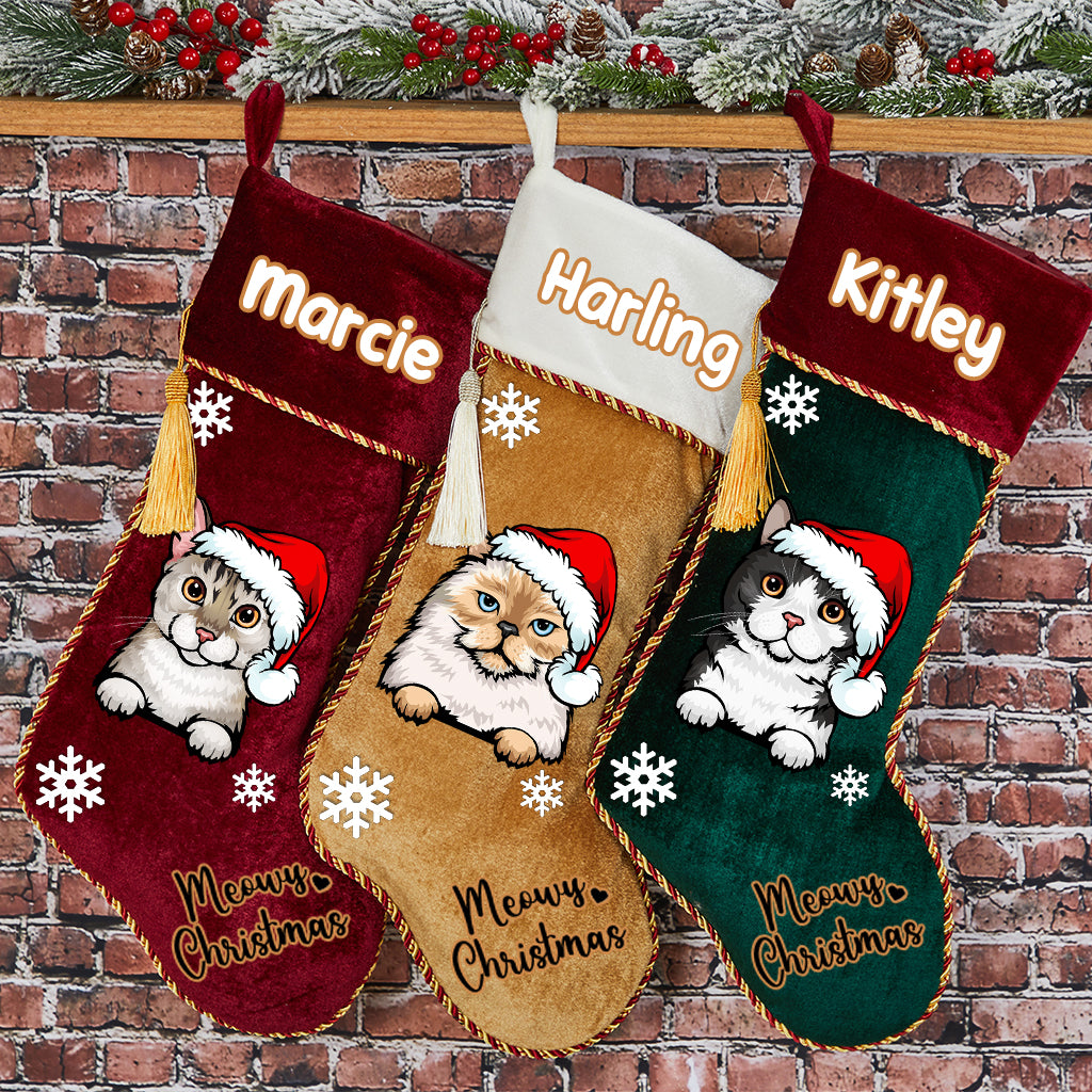 Cat Meowy Christmas - Personalized Cats Christmas Stocking