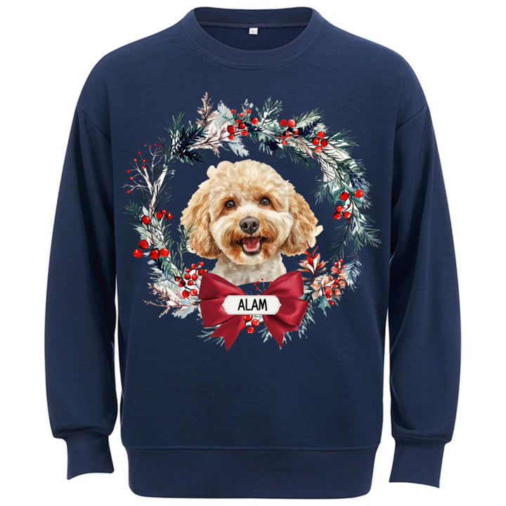 Dog and Christmas Wreath - Personalized Custom Sweatshirt