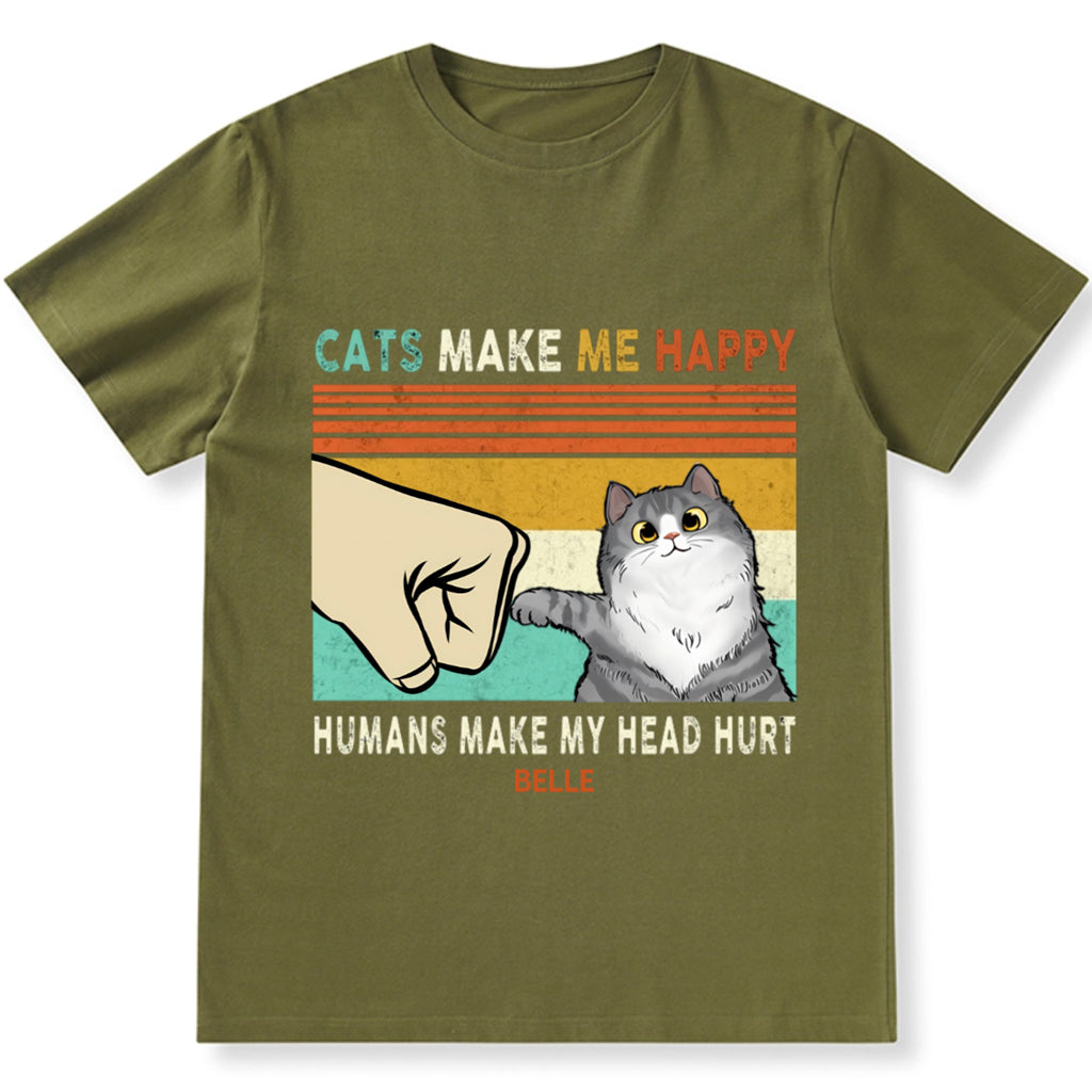 Cats Make Me Happy - Personalized Custom Unisex T-shirt