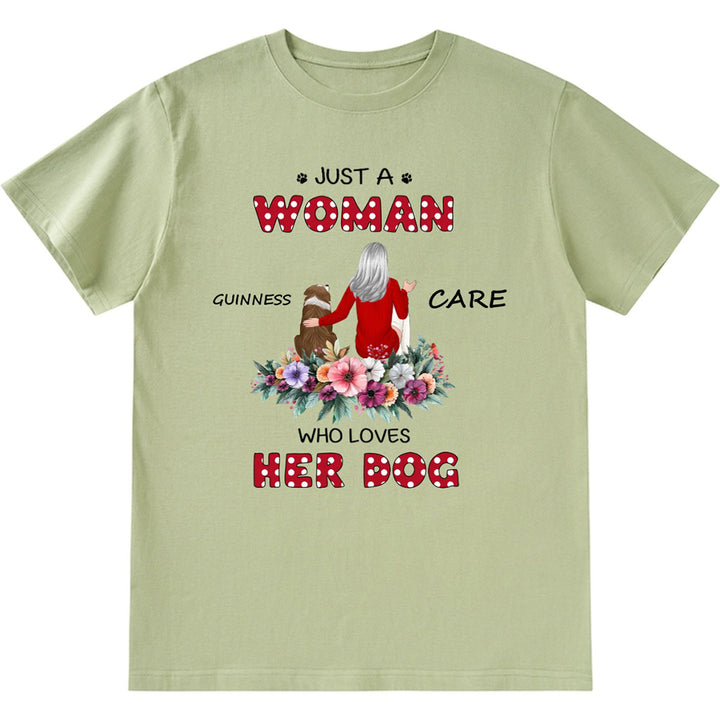 Just A Woman Loves Her Dog - Personalized Custom Christmas Unisex T-shirt