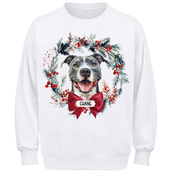 Dog and Christmas Wreath - Personalized Custom Sweatshirt