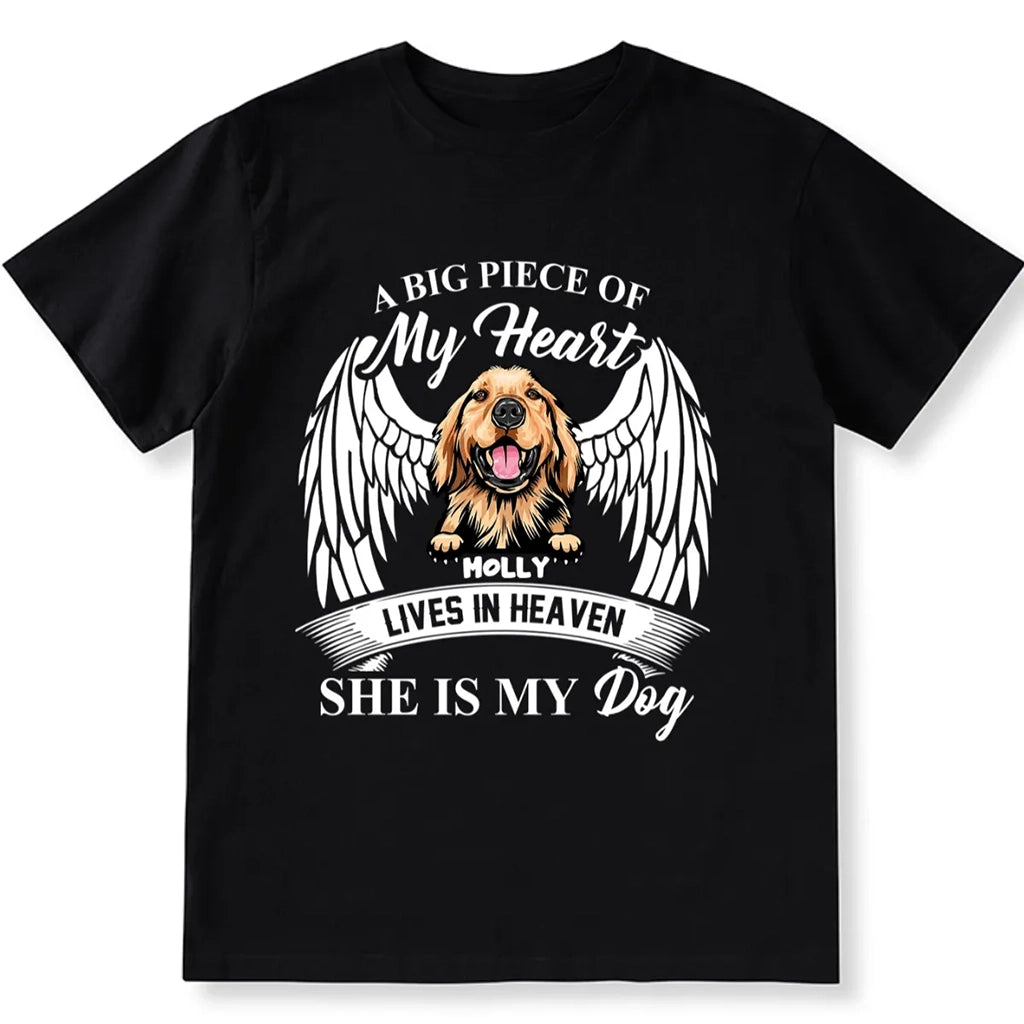 A Big Piece Of My Heart Lives In Heaven - Personalized Custom Unisex T-shirt