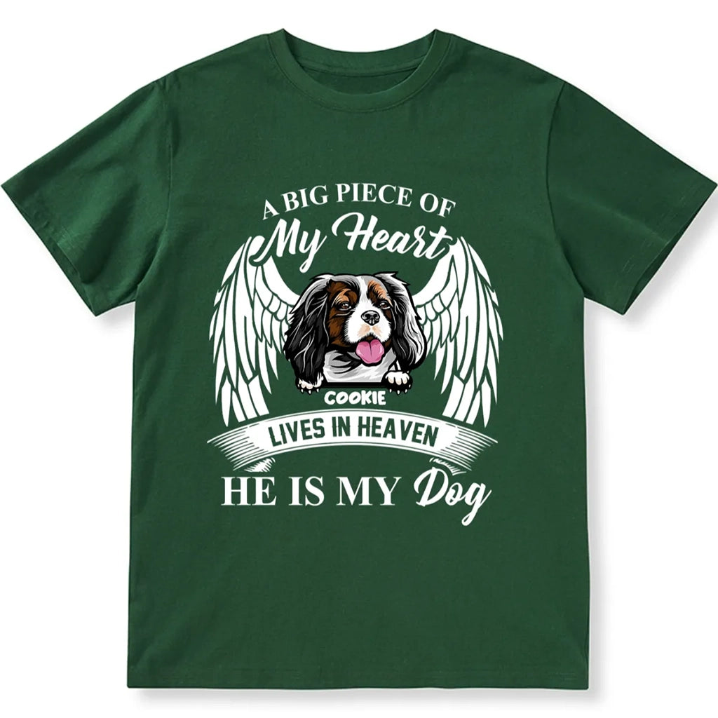 A Big Piece Of My Heart Lives In Heaven - Personalized Custom Unisex T-shirt