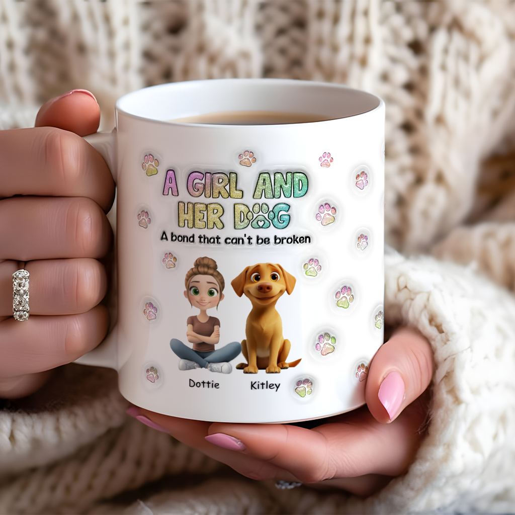 A Girl And Her Dog - Personalized Custom Coffee Mug