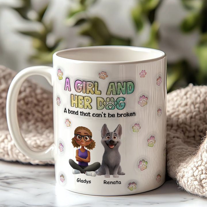 A Girl And Her Dog - Personalized Custom Coffee Mug