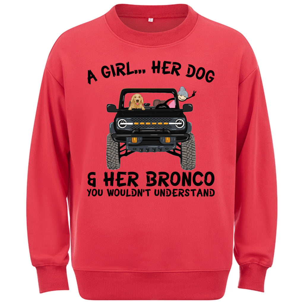 A girl, her dogs and her bronco - Personalized Custom Sweatshirt