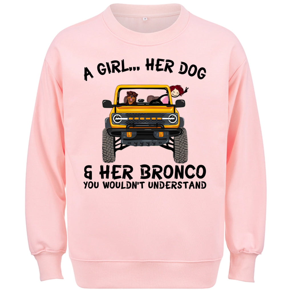 A girl, her dogs and her bronco - Personalized Custom Sweatshirt