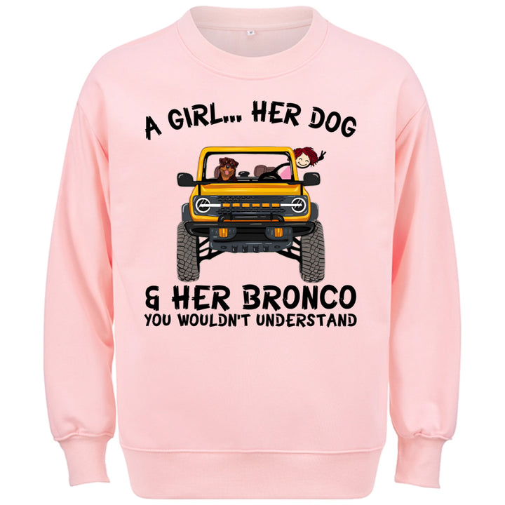 A girl, her dogs and her bronco - Personalized Custom Sweatshirt