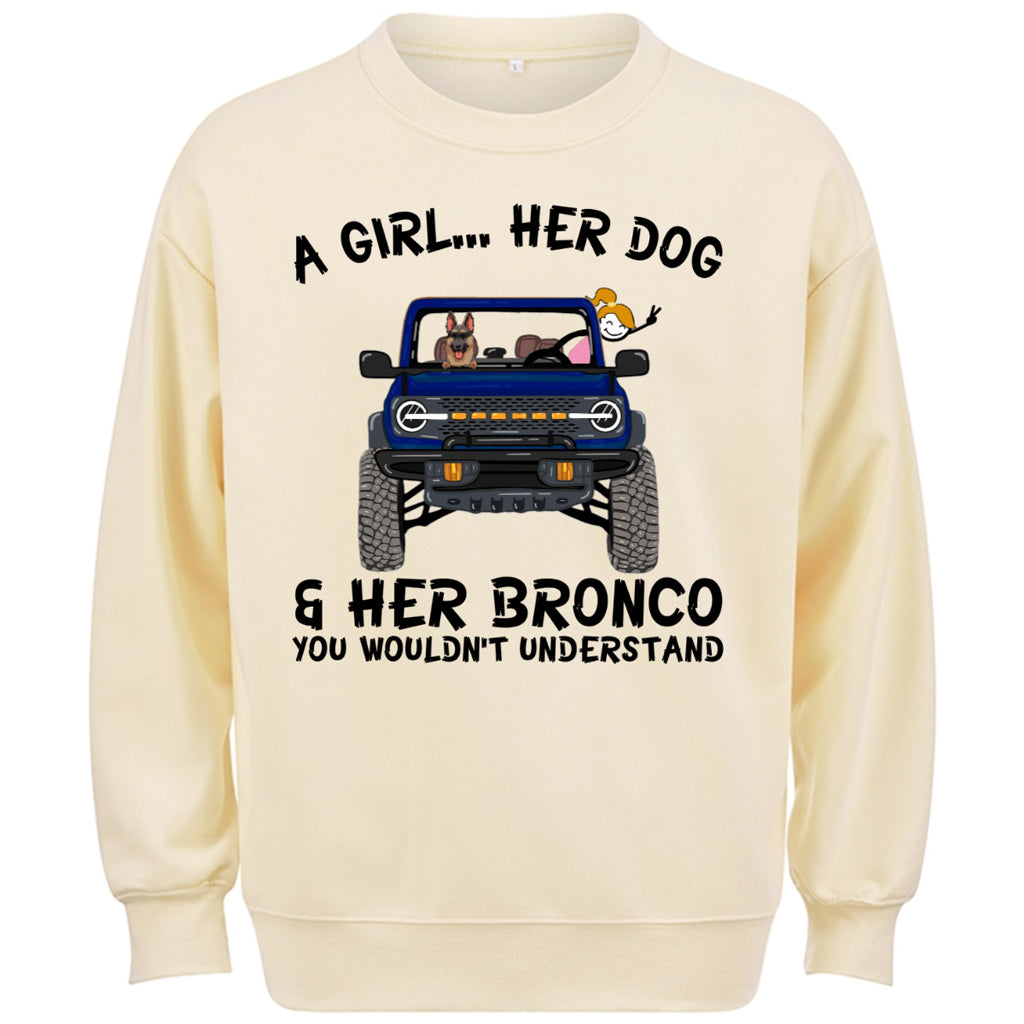 A girl, her dogs and her bronco - Personalized Custom Sweatshirt