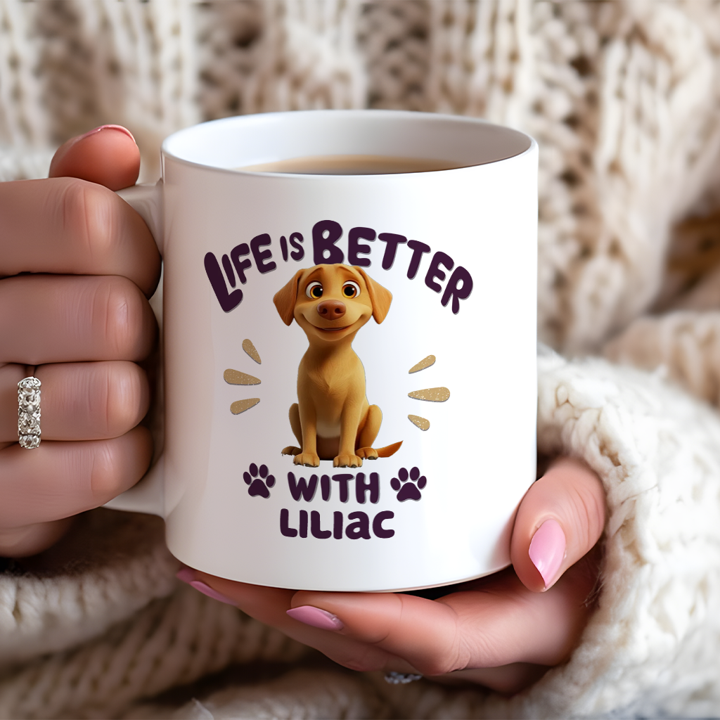 Better Life With My Dog - Personalized Custom Coffee Mug