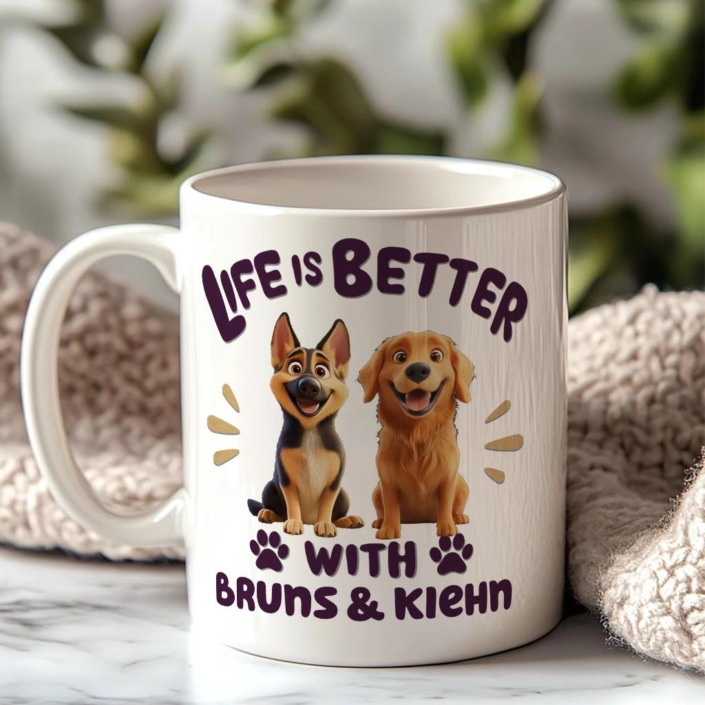 Better Life With My Dog - Personalized Custom Coffee Mug