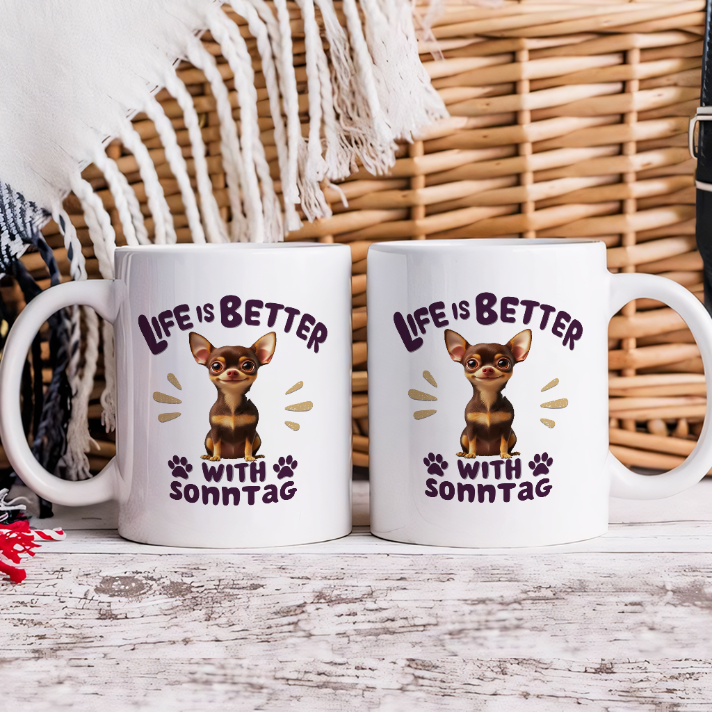 Better Life With My Dog - Personalized Custom Coffee Mug