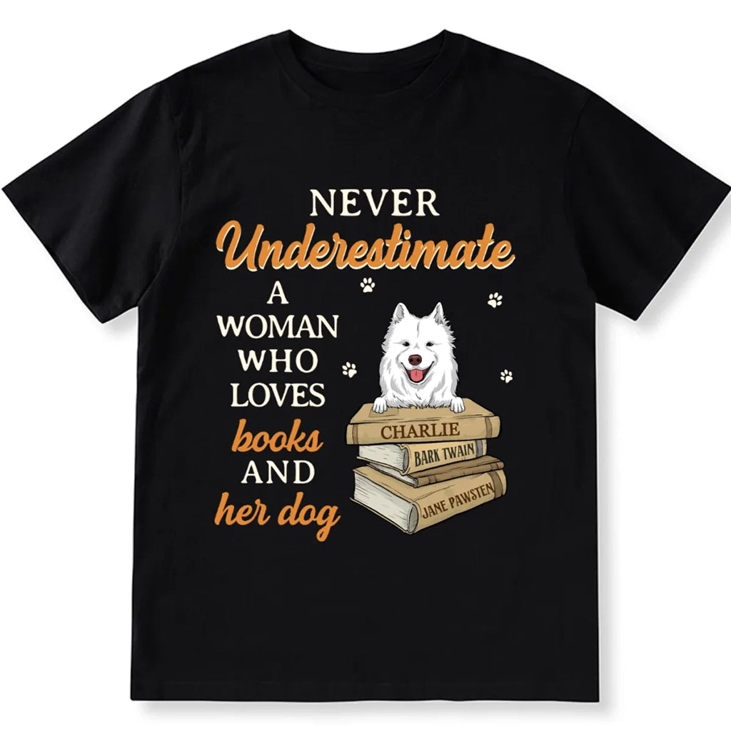 Books And Her Dog - Personalized Custom Unisex T-shirt