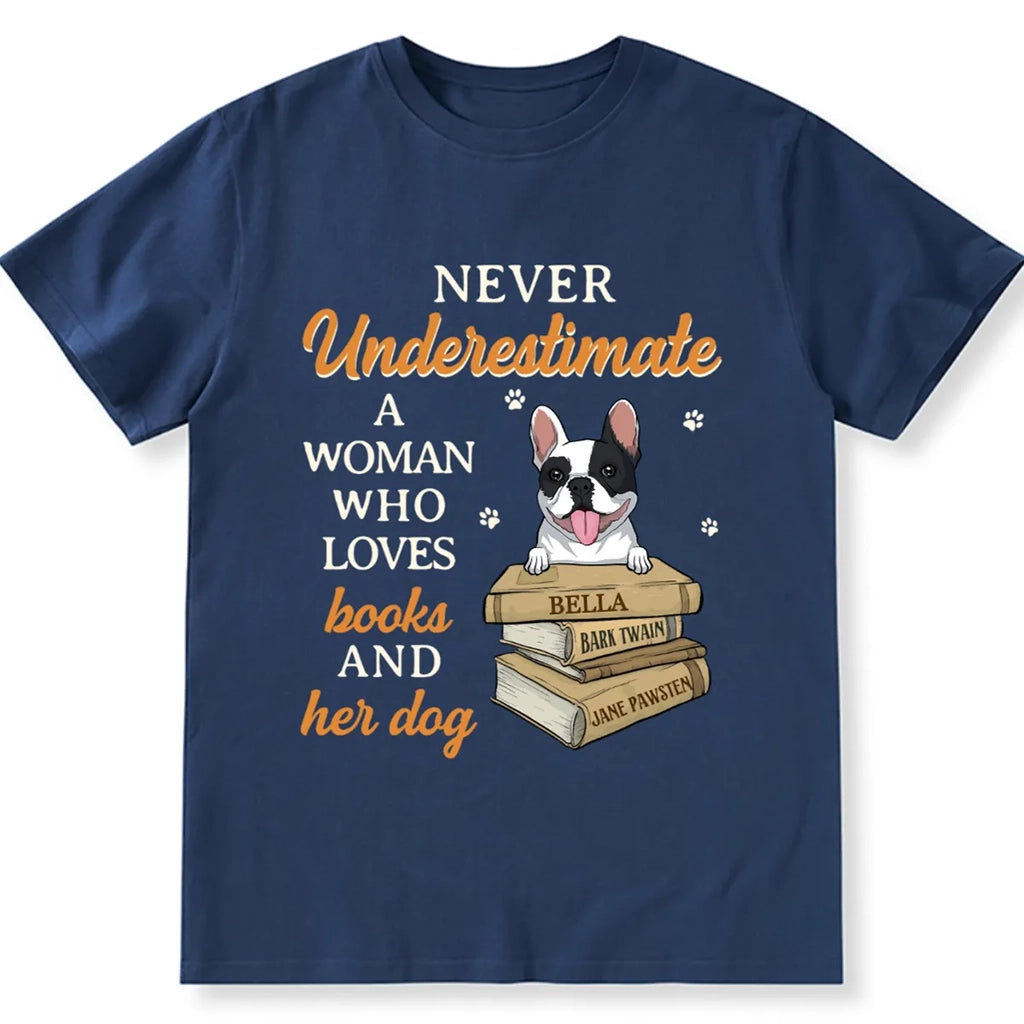 Books And Her Dog - Personalized Custom Unisex T-shirt