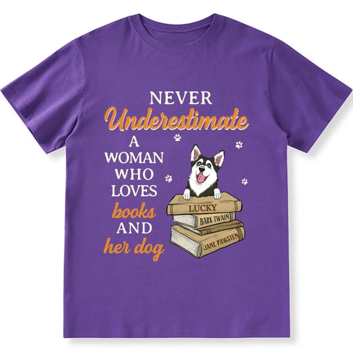 Books And Her Dog - Personalized Custom Unisex T-shirt