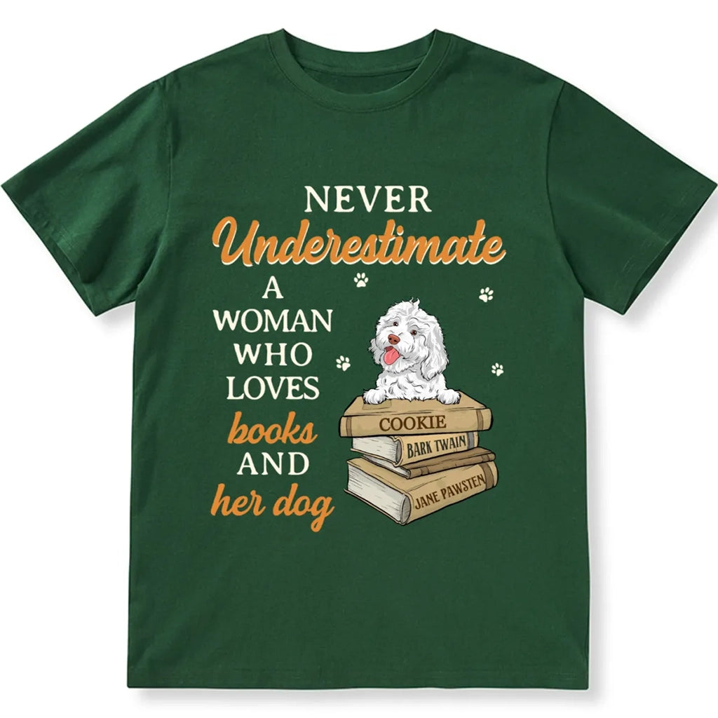 Books And Her Dog - Personalized Custom Unisex T-shirt