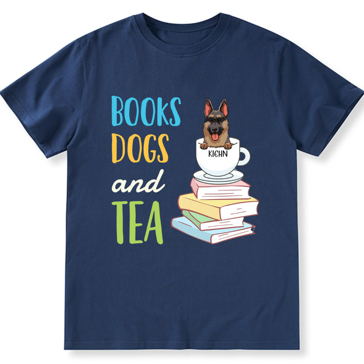 Books Dogs and Tea Essential - Personalized Custom Unisex T-shirt