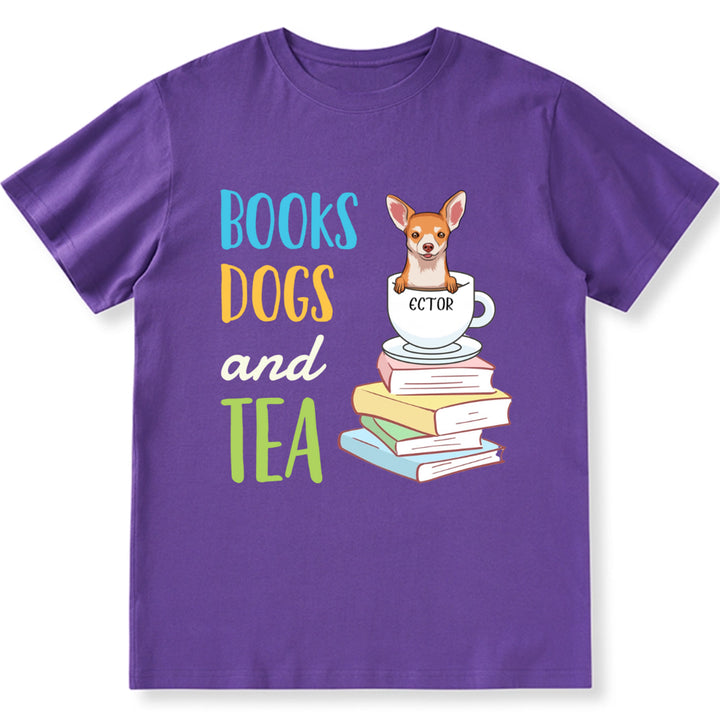 Books Dogs and Tea Essential - Personalized Custom Unisex T-shirt