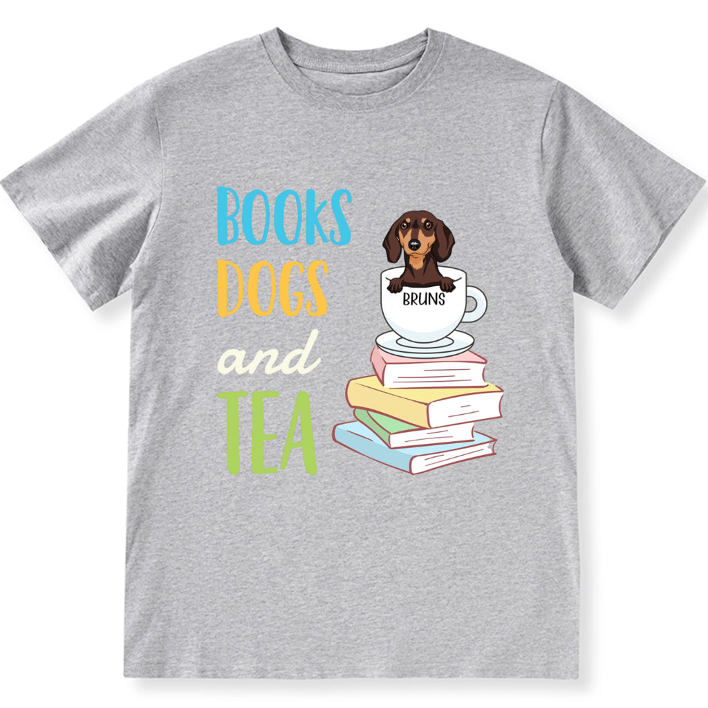 Books Dogs and Tea Essential - Personalized Custom Unisex T-shirt